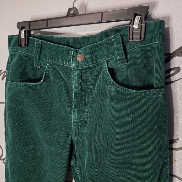 Vintage 70s Levi’s 646 GREEN Corduroy Flared Bell Bottoms Pants White Tag 30x27 - Picture 2 of 6